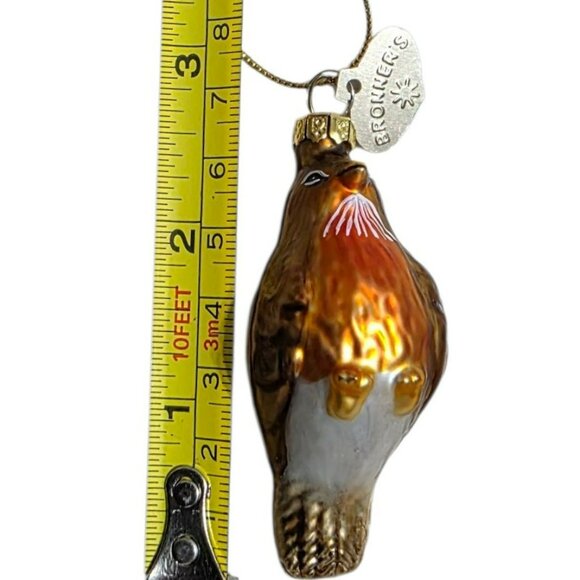 New Blown Glass Robin Bird Ornament Bronners Gold Brown Christmas Holiday VTG - Picture 9 of 10